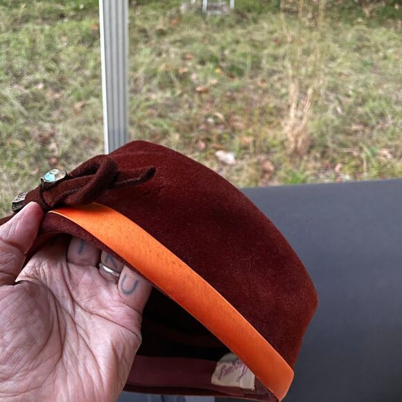 Vintage 50s JACQUES CHAPEAUX AB Rhinestone Detail Fur Velour Hat - Picture 10 of 10